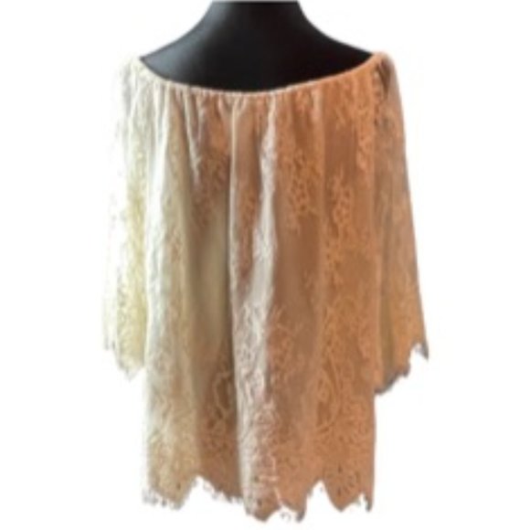 Rickie Freeman For Teri Jon Women's Off-The-Shoulder Lace Blouse Ivory Size 12 - Picture 6 of 14